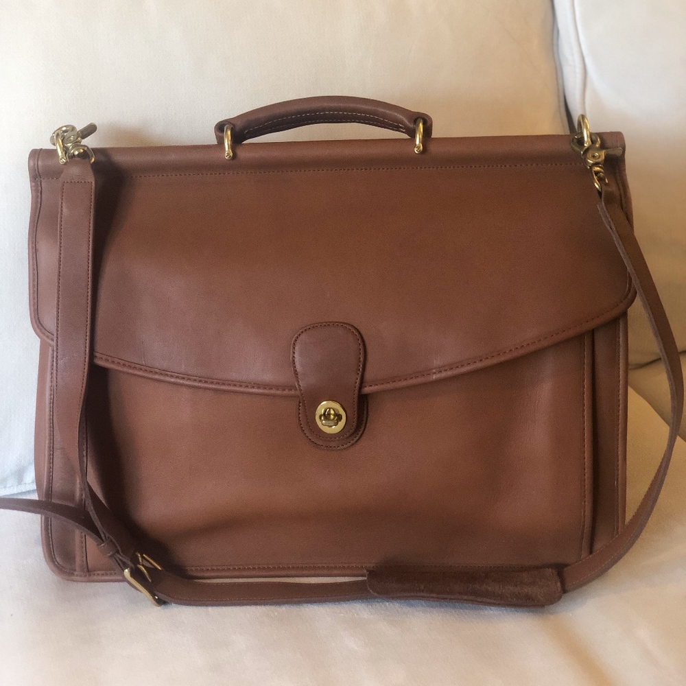 Vintage Coach British Tan leather briefcase